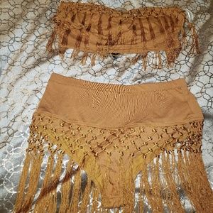 Brown 2 piece High Waist Swimsuit